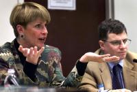 Wendy Dixon of DOE fields questions at EIS public hearing