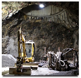 Excavating equipment at the site of what will be the world’s first repository for spent nuclear reactor fuel, deep in granite bedrock in Finland. Credit Miikka Pirinen for The New York Times