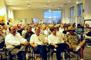 Some Las Vegas residents watched the hearing in a nearby cafeteria