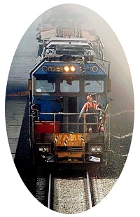 A train moves along the trench in downtown Reno on March 21, 2007.