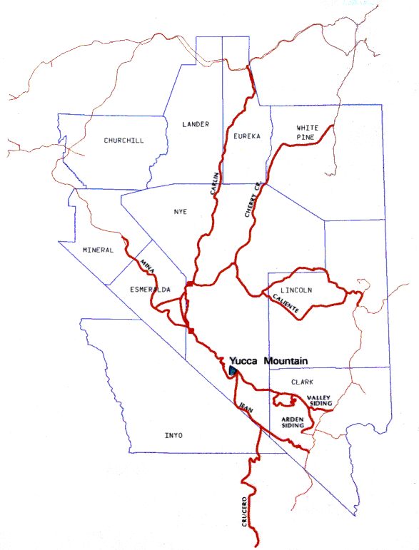 Figure 1 Map Of Existing Rail Lines In Nevada